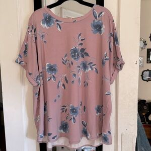 Floral short sleeve sweater